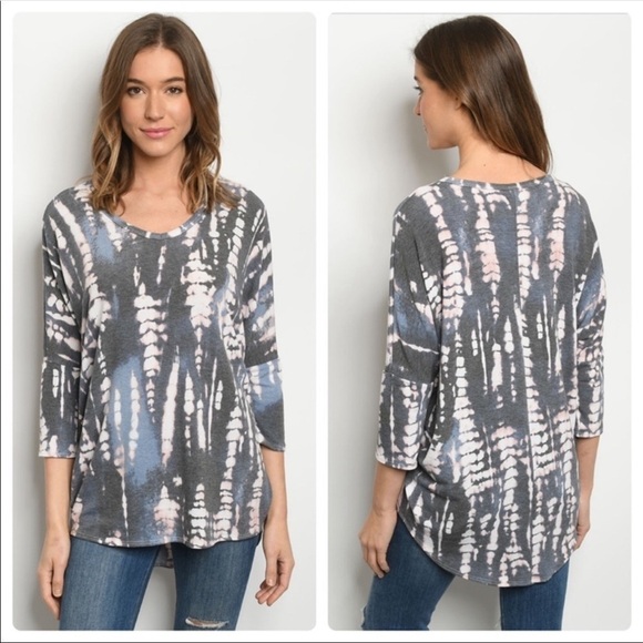 A Girl Thing Tops - Gray tie dyed top